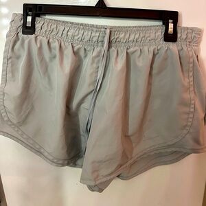 gray, large, athletic shorts